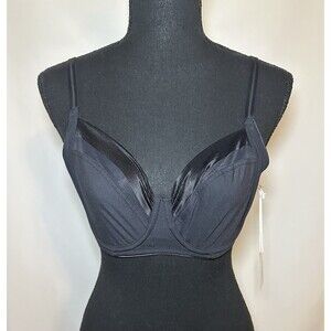 Bare Necessities Side Support Bra Black Underwire Three Piece Cup 32DD NWT